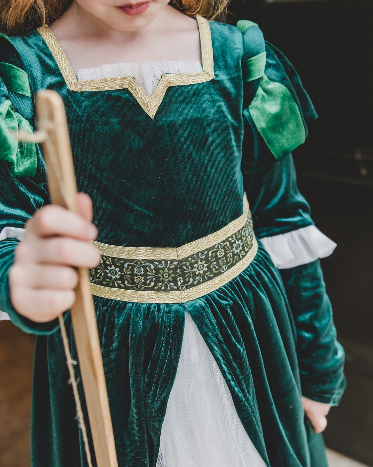 Medieval girls princess dress with embroidery detailing