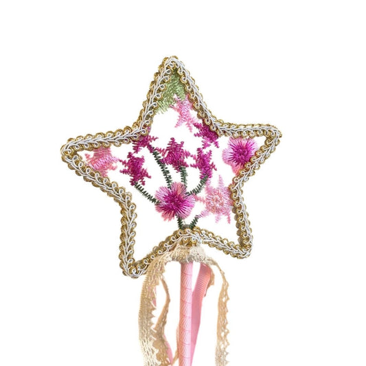 pink flower fairy wand with floral details