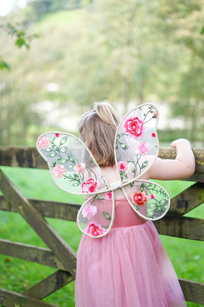 embroidered flower fairy wings pink
