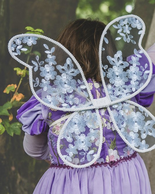 blue embroidered floral flower fairy wings for children  